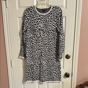 Lands’ End Black and White Leopard Print Sweater Dress